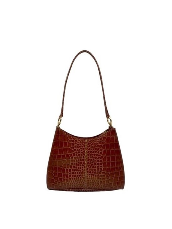 Liz Claiborne Handbags - Liz Claiborne Brown Croc-Embossed Faux Leather Shoulder Bag